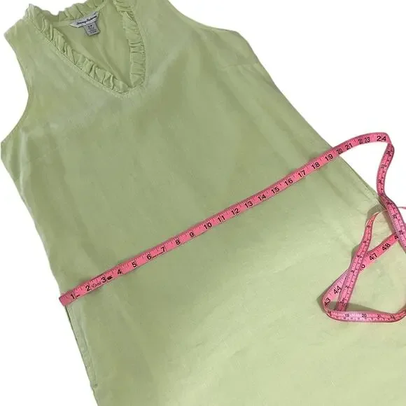 Tommy Bahama Two Palms Ruffle Linen Shift Dress Beach Vacation Green Size Small - Picture 13 of 16